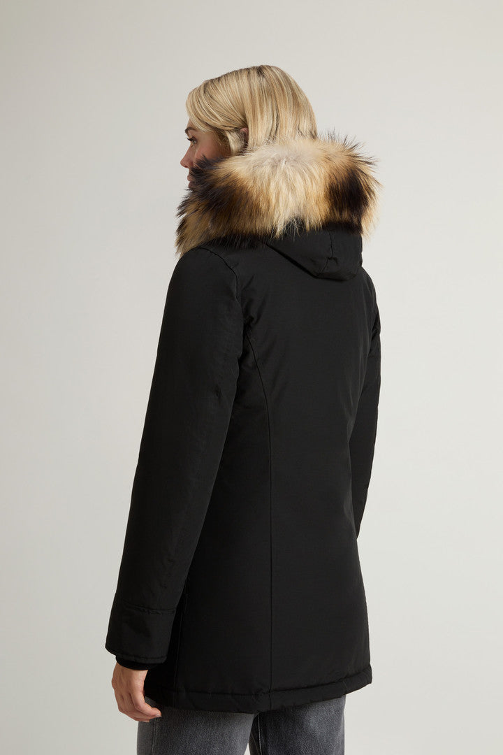 Arctic Parka in Ramar Cloth with Detachable Fur Trim (Dark Green Two Tones) - Detail View 2