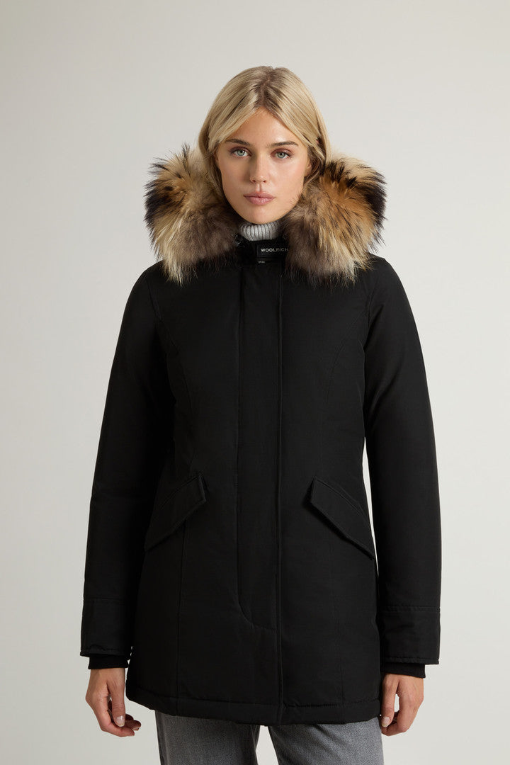 Arctic Parka in Ramar Cloth with Detachable Fur Trim (Dark Green Two Tones) - Main View