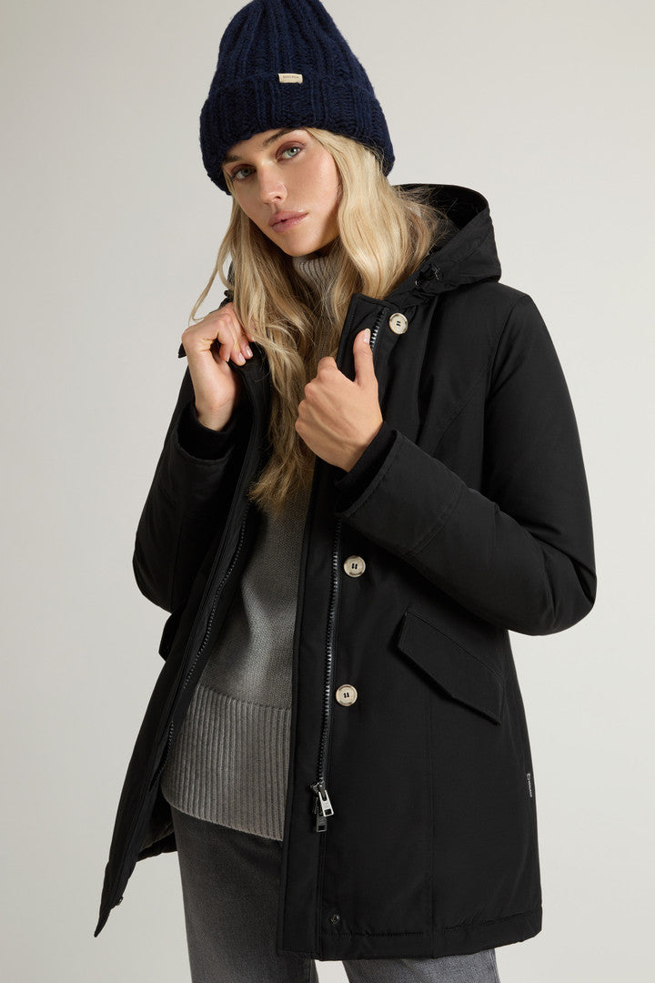 Arctic Parka in Ramar Cloth with Detachable Fur Trim (Dark Green Two Tones) - Detail View 3