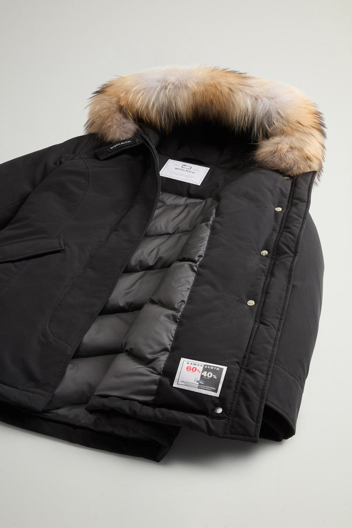 Arctic Parka in Ramar Cloth with Detachable Fur Trim (Dark Green Two Tones) - Detail View 7