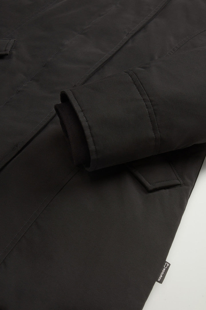 Arctic Parka in Ramar Cloth with Detachable Fur Trim (Dark Green Two Tones) - Detail View 6