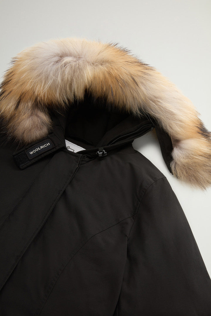 Arctic Parka in Ramar Cloth with Detachable Fur Trim (Dark Green Two Tones) - Detail View 5