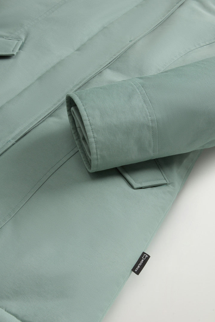 Arctic Parka in Ramar Cloth with Detachable Fur Trim (Dark Green Two Tones) - Detail View 6