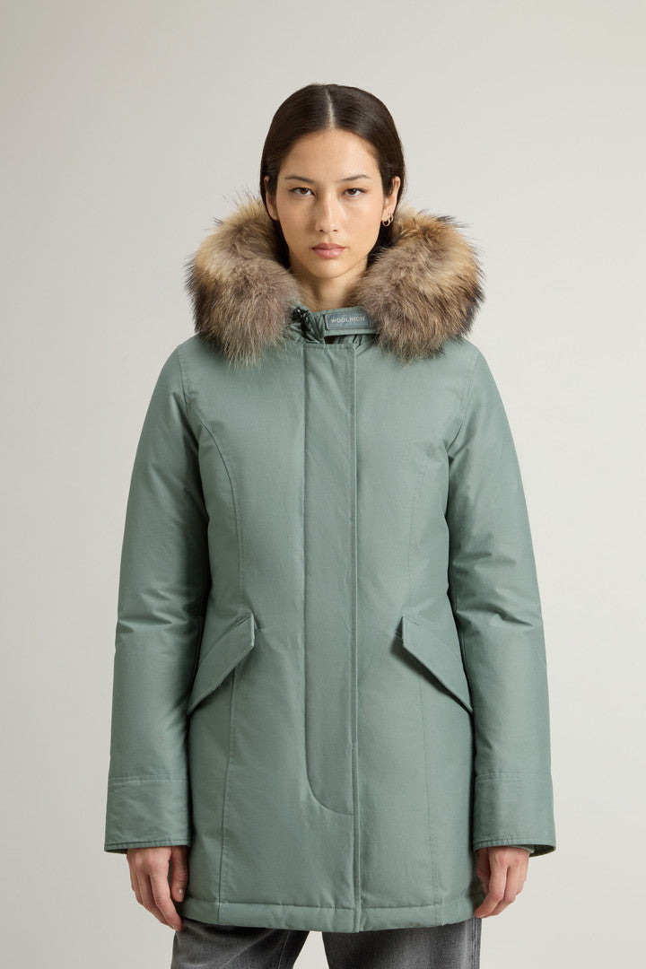 Arctic Parka in Ramar Cloth with Detachable Fur Trim (Dark Green Two Tones) - Main View