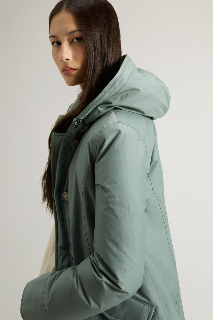 Arctic Parka in Ramar Cloth with Detachable Fur Trim (Dark Green Two Tones) - Detail View 3