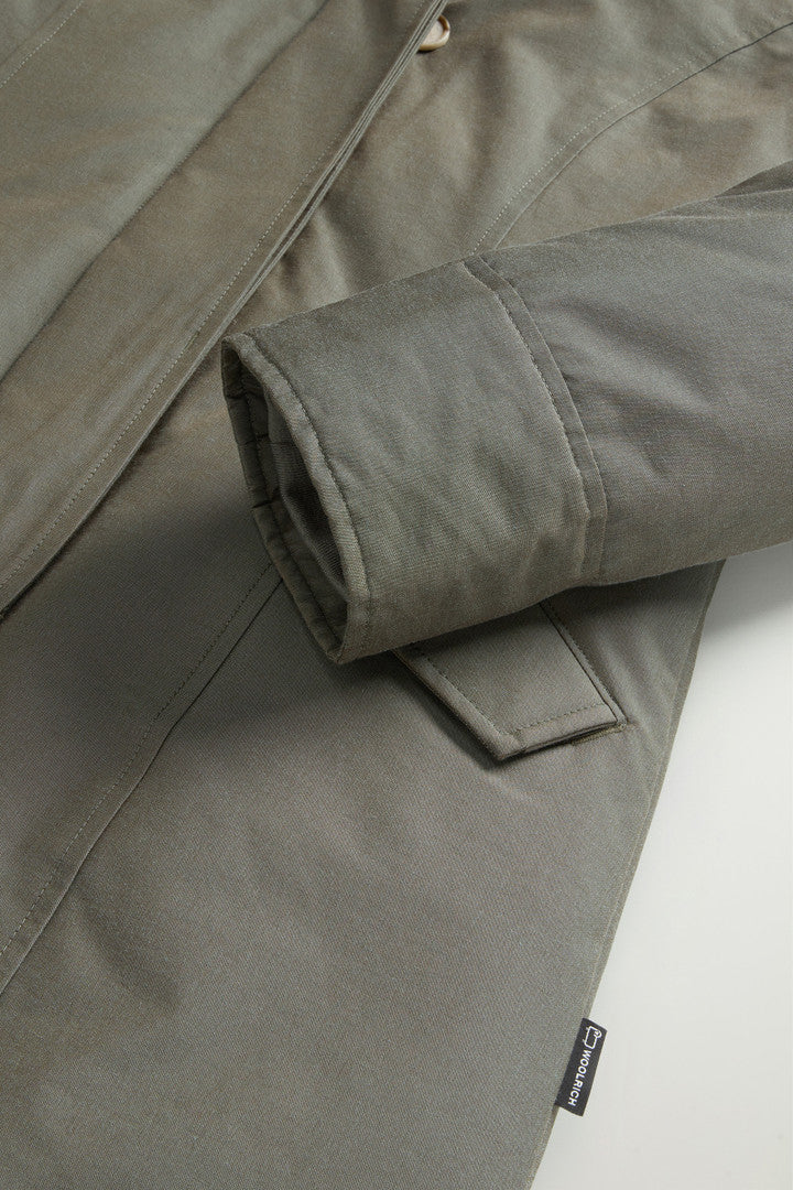 Arctic Parka in Ramar Cloth with Detachable Fur Trim (Dark Green Two Tones) - Detail View 6
