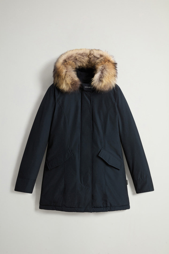 Arctic Parka in Ramar Cloth with Detachable Fur Trim (Dark Green Two Tones) - Detail View 18
