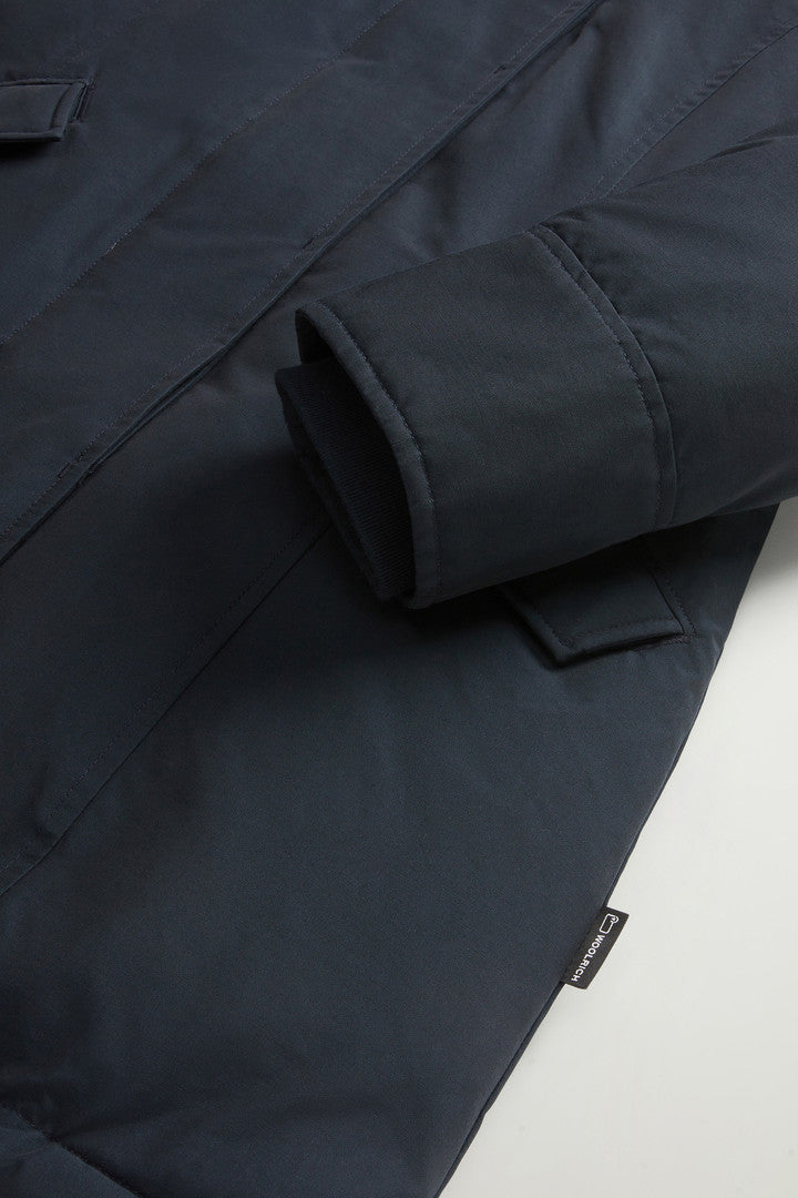 Arctic Parka in Ramar Cloth with Detachable Fur Trim (Dark Green Two Tones) - Detail View 6