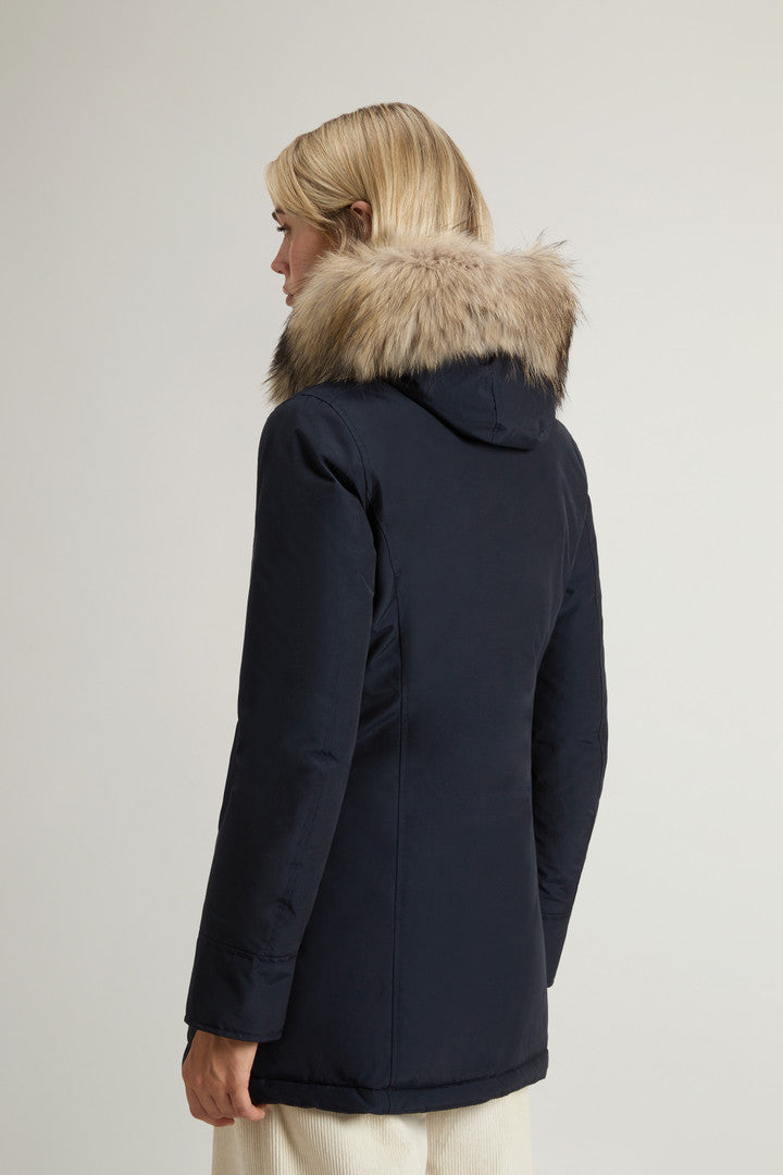Arctic Parka in Ramar Cloth with Detachable Fur Trim (Dark Green Two Tones) - Detail View 2
