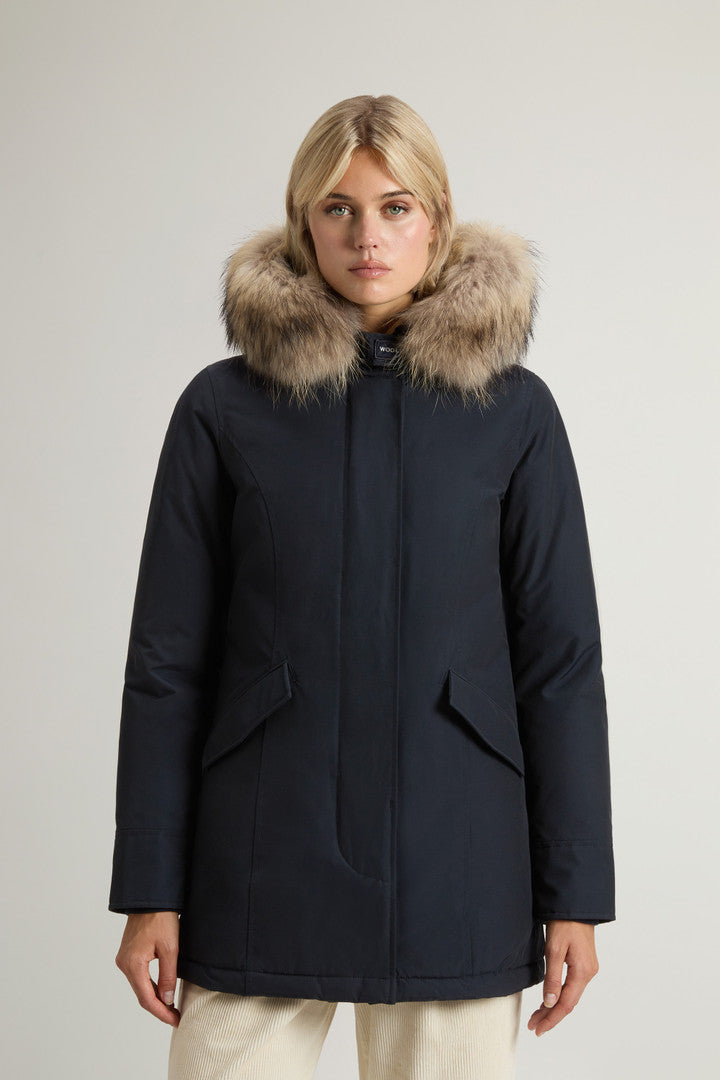 Arctic Parka in Ramar Cloth with Detachable Fur Trim (Dark Green Two Tones) - Main View