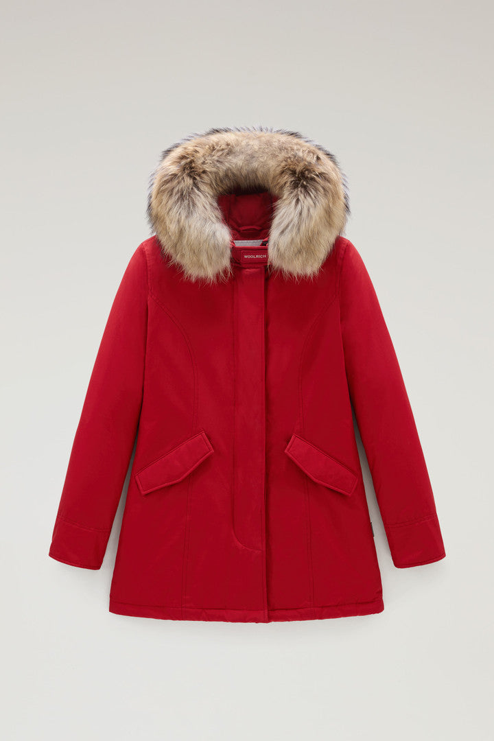 Arctic Parka in Ramar Cloth with Detachable Fur Trim (Dark Green Two Tones) - Detail View 9