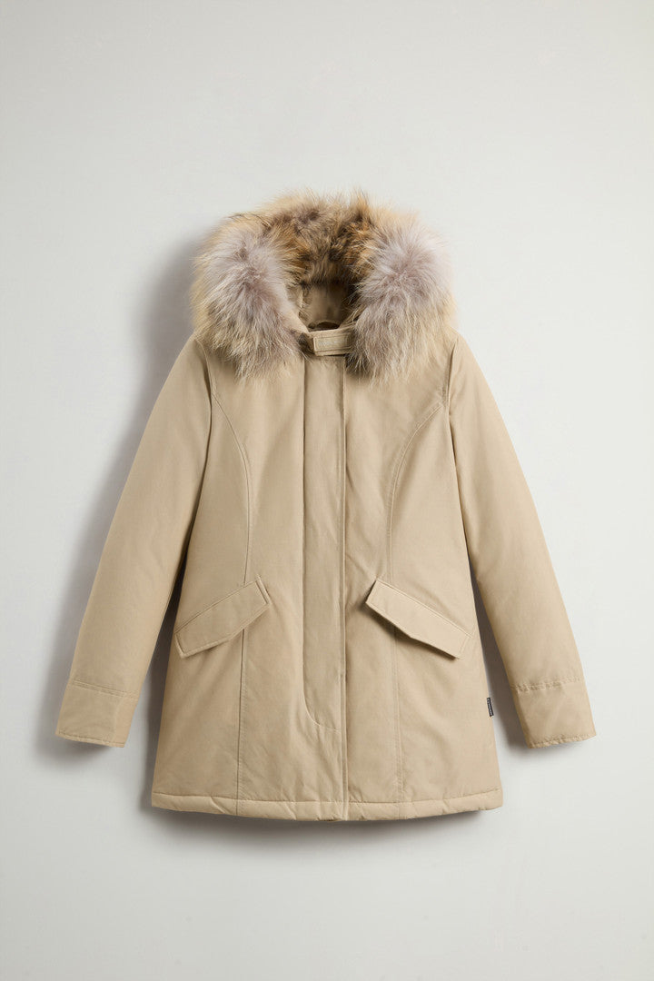 Arctic Parka in Ramar Cloth with Detachable Fur Trim (Dark Green Two Tones) - Detail View 16