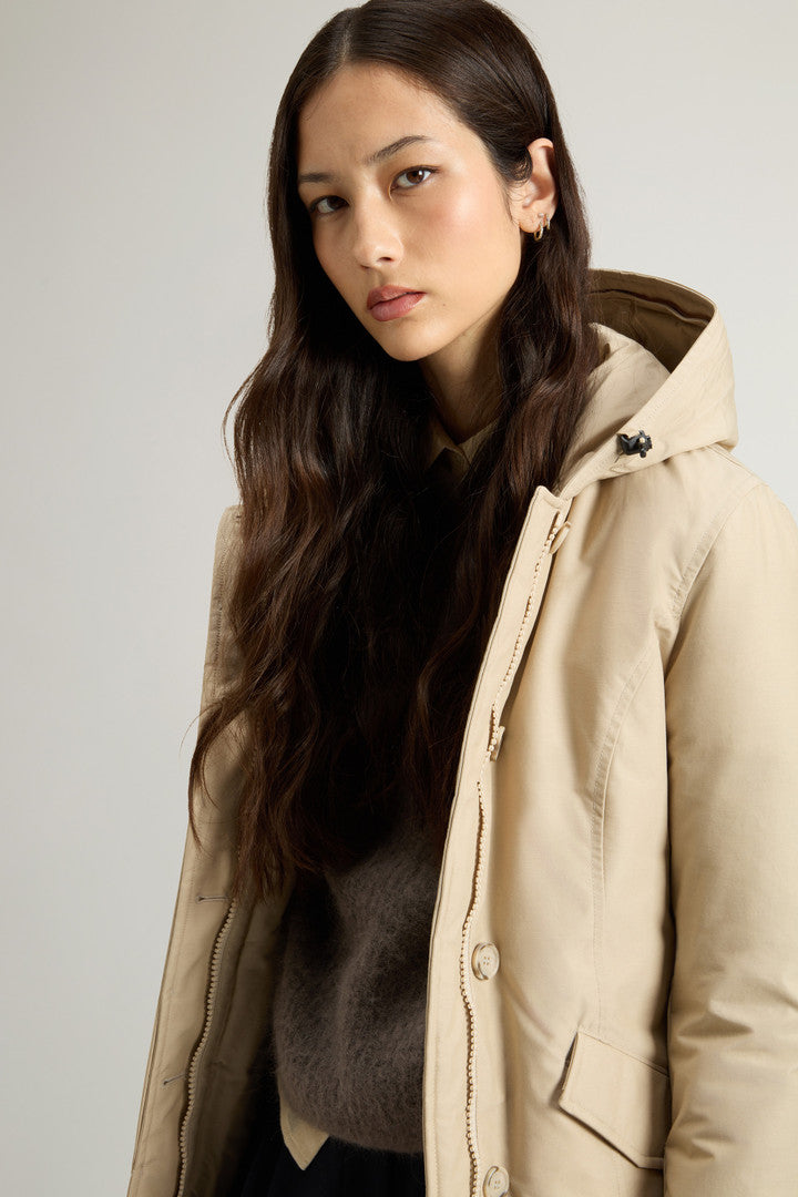 Arctic Parka in Ramar Cloth with Detachable Fur Trim (Dark Green Two Tones) - Detail View 3