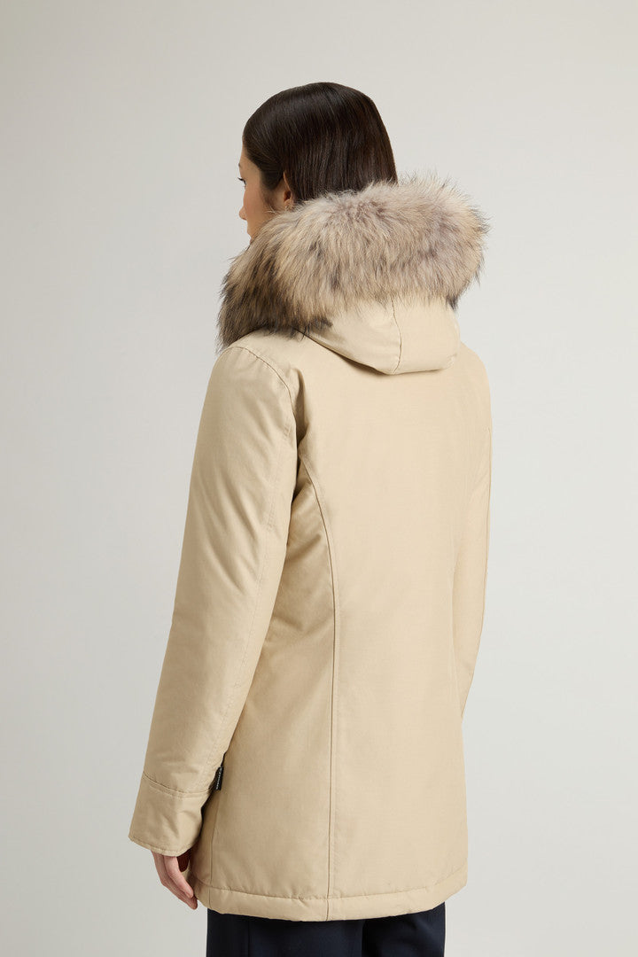 Arctic Parka in Ramar Cloth with Detachable Fur Trim (Dark Green Two Tones) - Detail View 2
