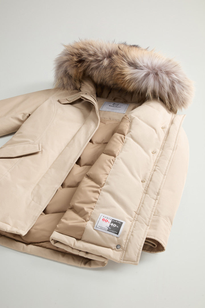 Arctic Parka in Ramar Cloth with Detachable Fur Trim (Dark Green Two Tones) - Detail View 7