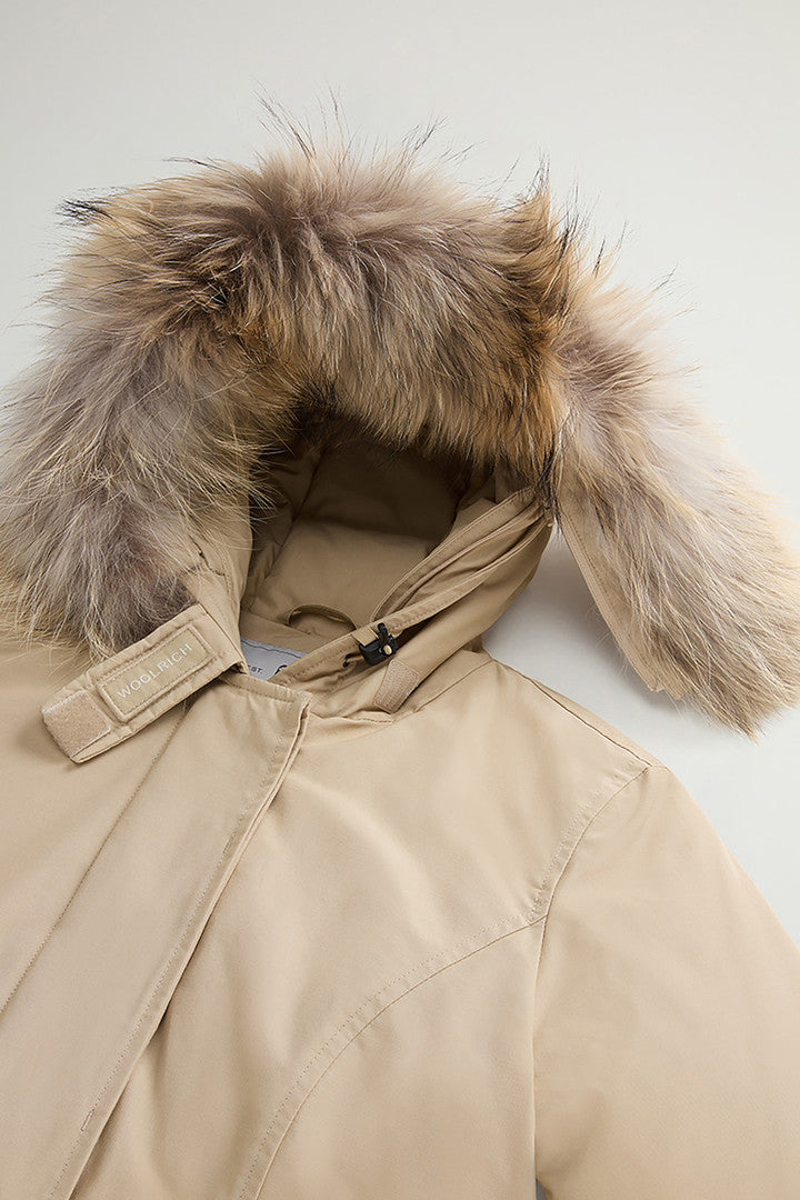 Arctic Parka in Ramar Cloth with Detachable Fur Trim (Dark Green Two Tones) - Detail View 5