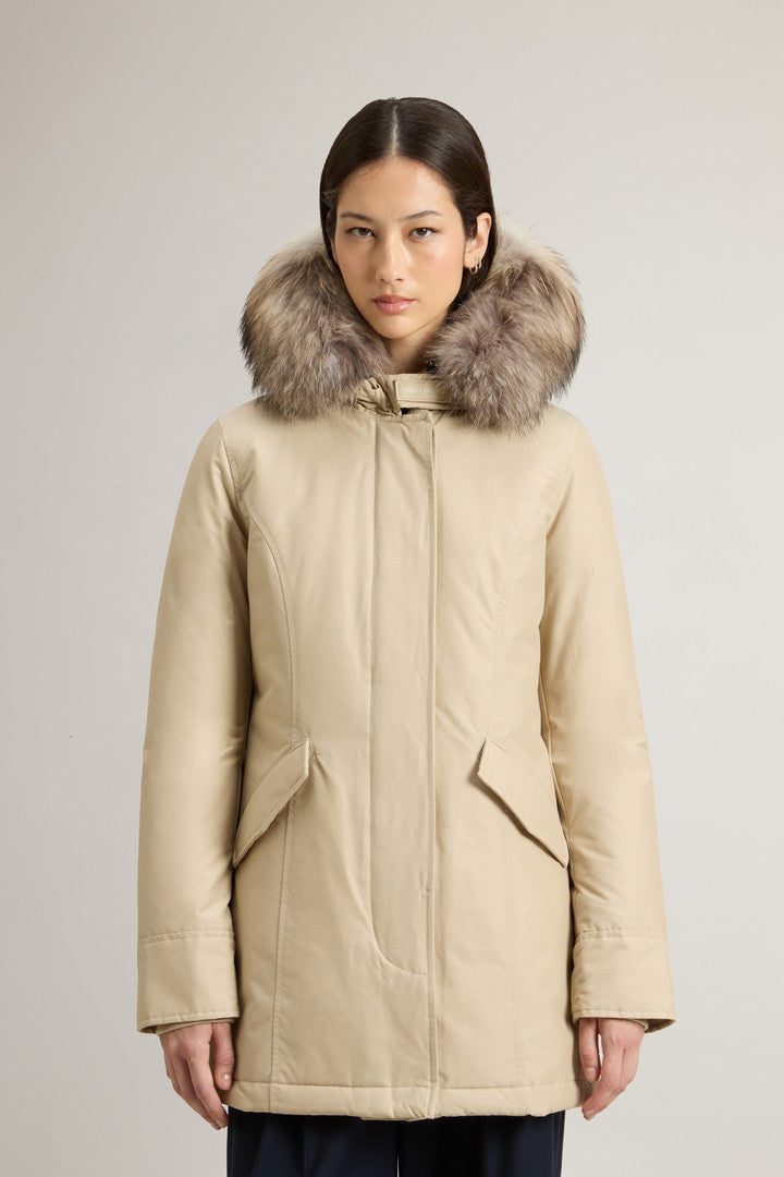 Arctic Parka in Ramar Cloth with Detachable Fur Trim (Dark Green Two Tones) - Main View