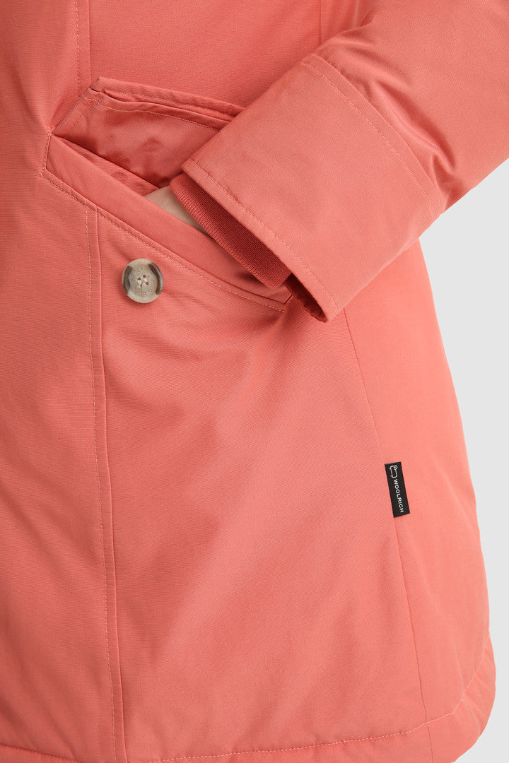 Arctic Parka in Ramar Cloth with Detachable Fur Trim (Dark Green Two Tones) - Detail View 11