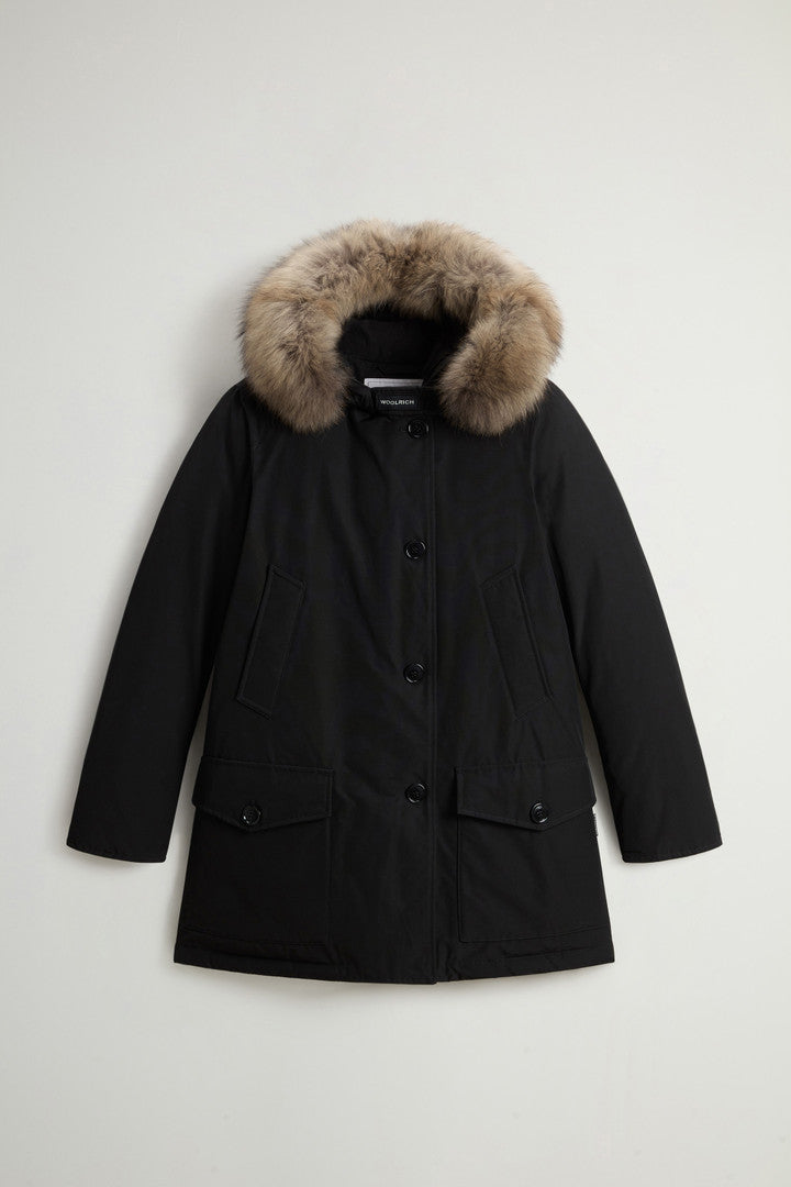 Arctic Parka in Ramar Cloth with Four Pockets and Detachable Fur (Black) - Main View