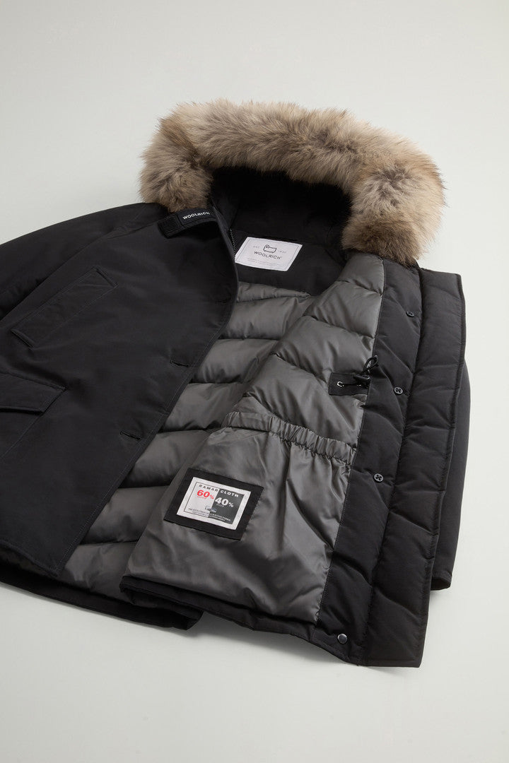 Arctic Parka in Ramar Cloth with Four Pockets and Detachable Fur (Black) - Detail View 8