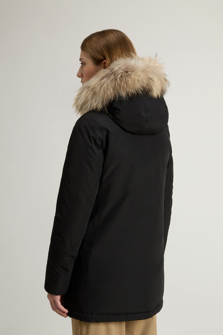 Arctic Parka in Ramar Cloth with Four Pockets and Detachable Fur (Black) - Detail View 3