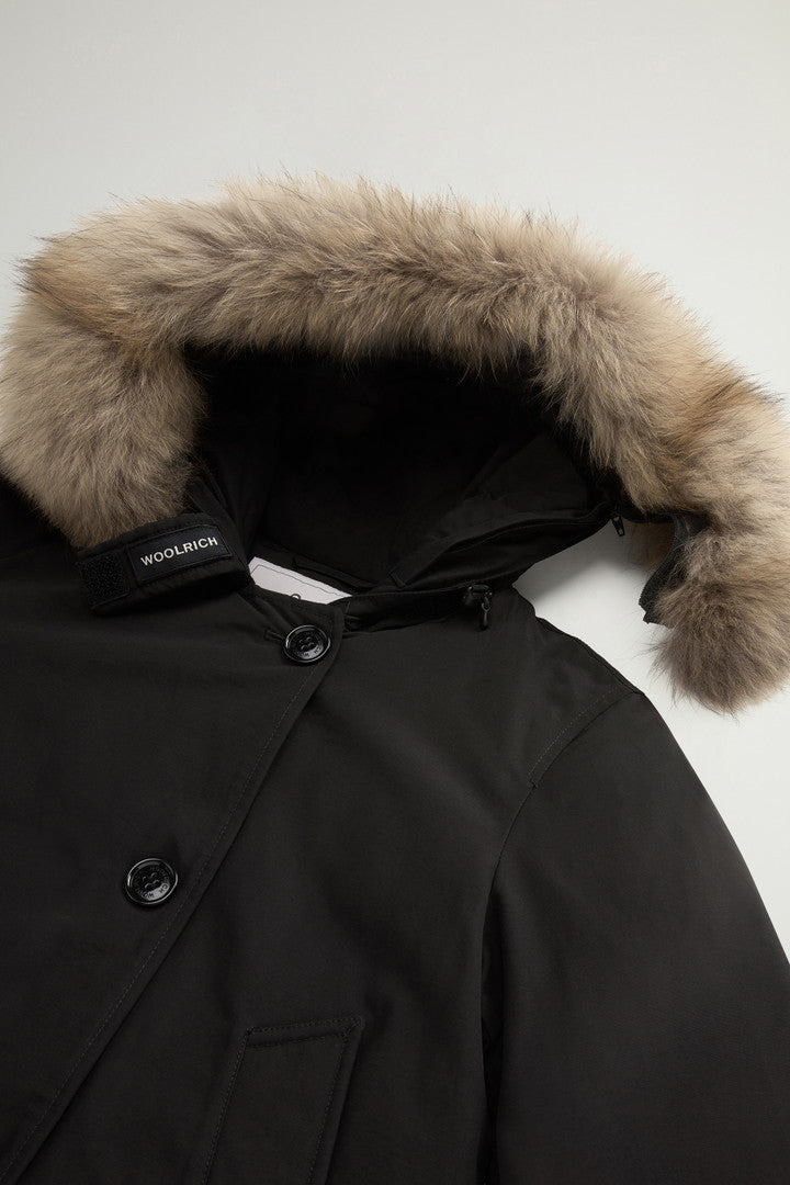 Arctic Parka in Ramar Cloth with Four Pockets and Detachable Fur (Black) - Detail View 6