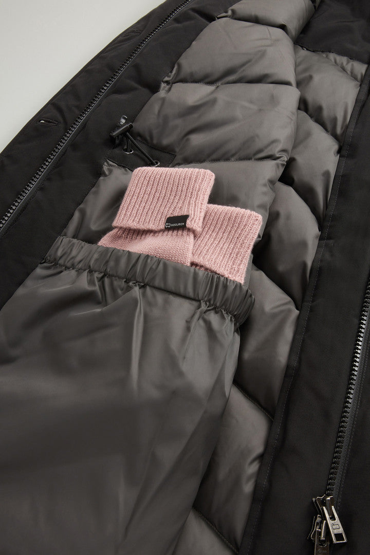 Arctic Parka in Ramar Cloth with Four Pockets and Detachable Fur (Black) - Detail View 9