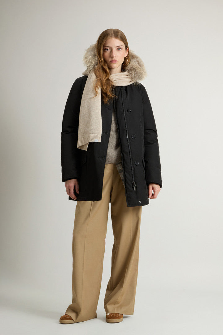 Arctic Parka in Ramar Cloth with Four Pockets and Detachable Fur (Black) - Detail View 2