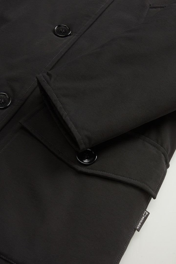 Arctic Parka in Ramar Cloth with Four Pockets and Detachable Fur (Black) - Detail View 7