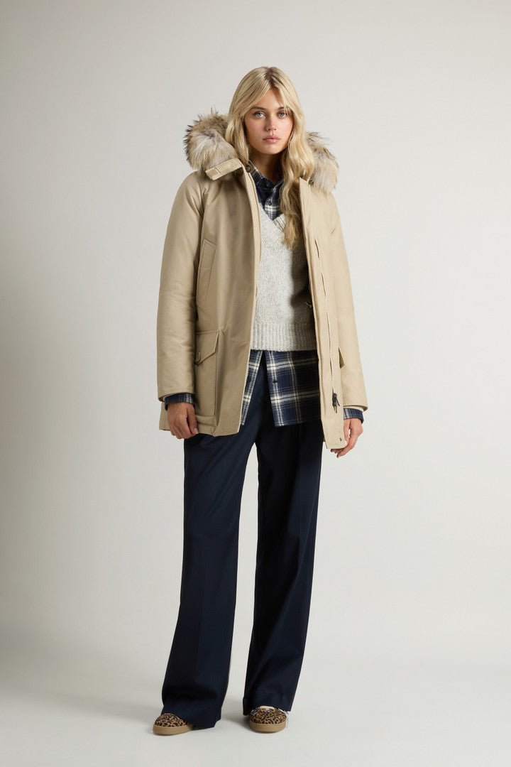 Arctic Parka in Ramar Cloth with Four Pockets and Detachable Fur (Oxford Tan) - Detail View 1