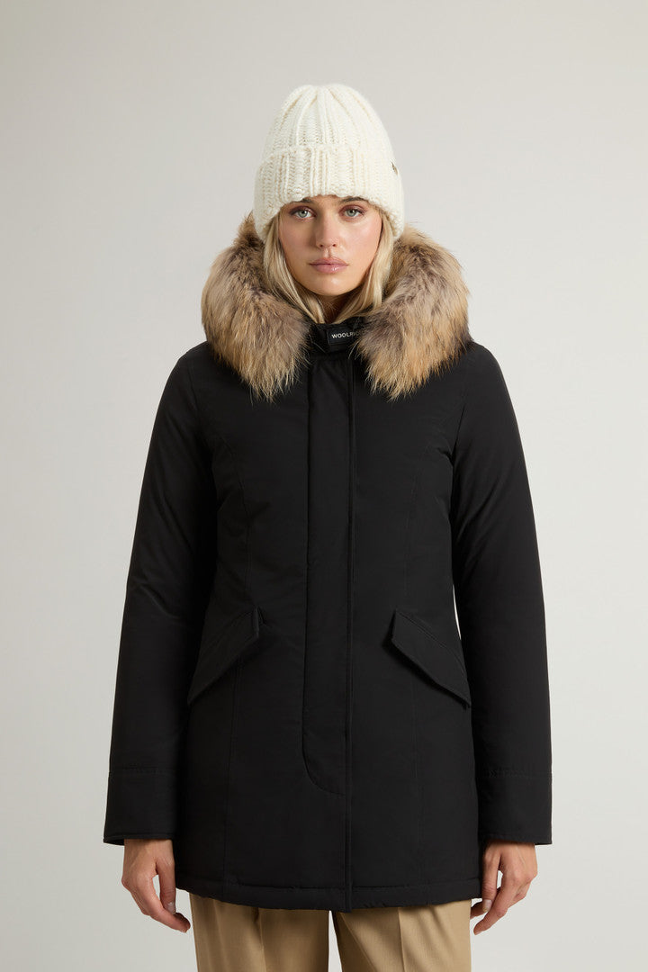 Arctic Parka in Urban Touch with Detachable Fur (Melton Blue) - Detail View 1