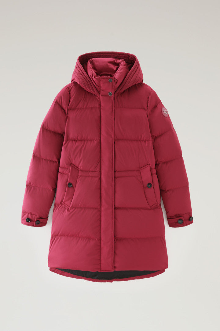Hooded Alsea Down Jacket in Stretch Nylon (Black) - Detail View 15