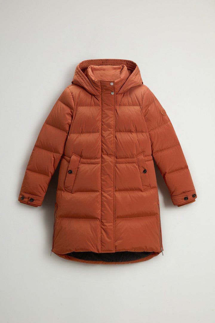 Hooded Alsea Down Jacket in Stretch Nylon (Black) - Detail View 18