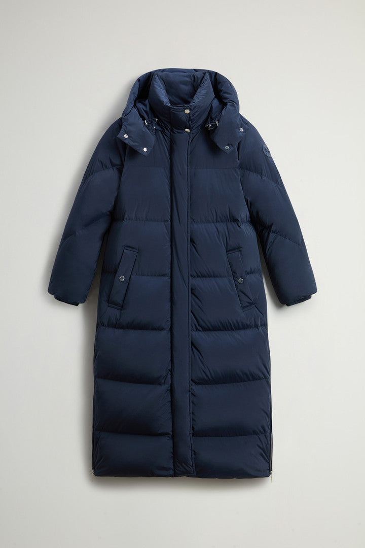 Aurora Long Parka in Stretch Nylon (Dark Green) - Detail View 20