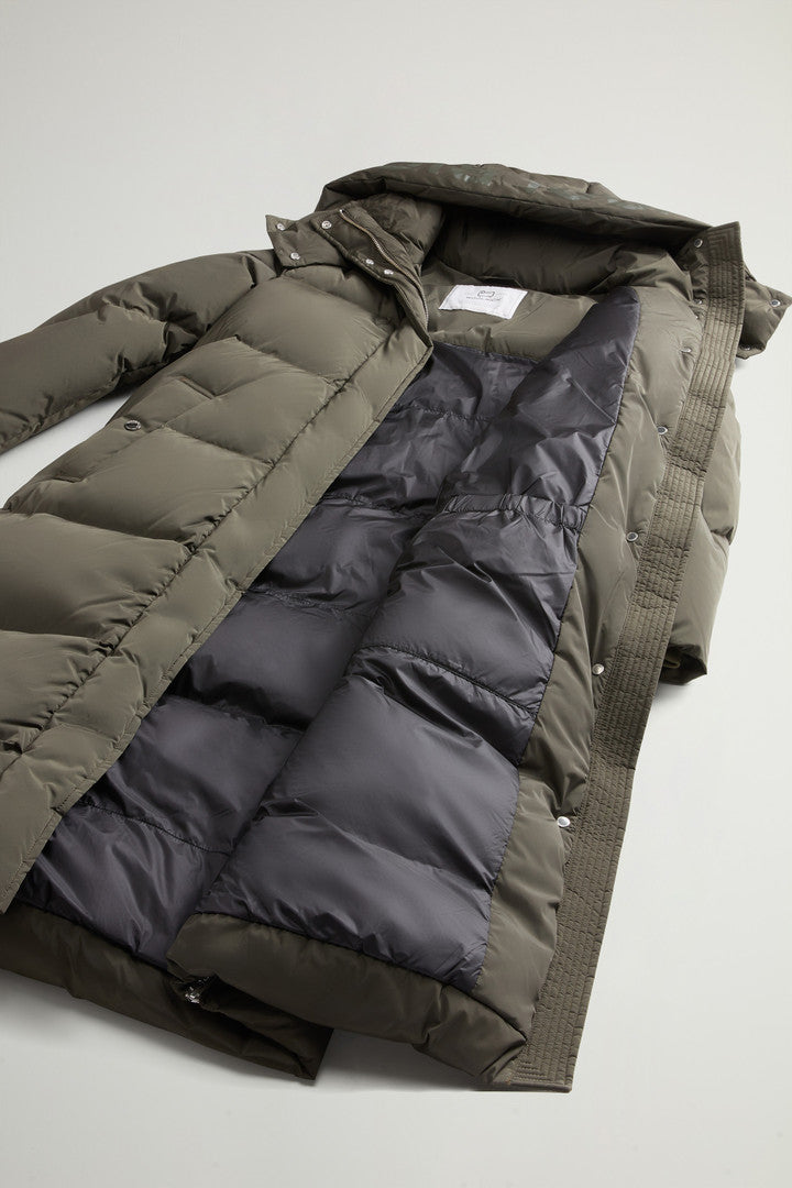 Aurora Long Parka in Stretch Nylon (Black) - Detail View 12