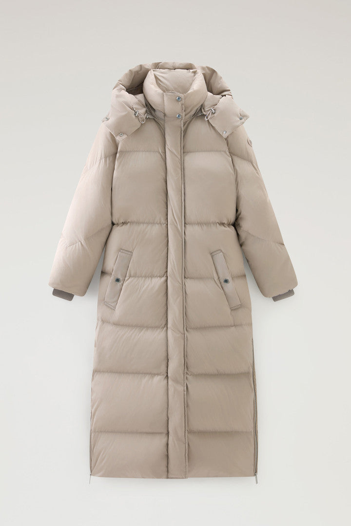 Aurora Long Parka in Stretch Nylon (Black) - Detail View 14