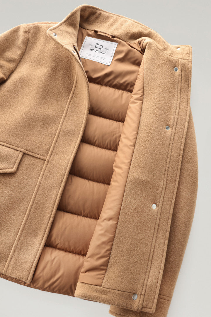Kuna Jacket in Wool and Cashmere Blend (Dark Camel) - Detail View 5