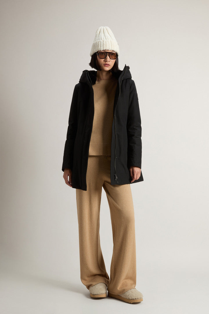 Boulder Parka in Ramar Cloth with Hood and Detachable Faux Fur Trim (Black) - Detail View 2