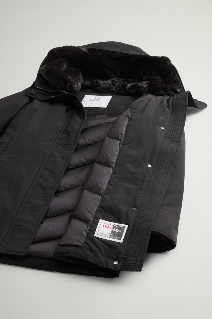 Boulder Parka in Ramar Cloth with Hood and Detachable Faux Fur Trim (Black) - Detail View 9