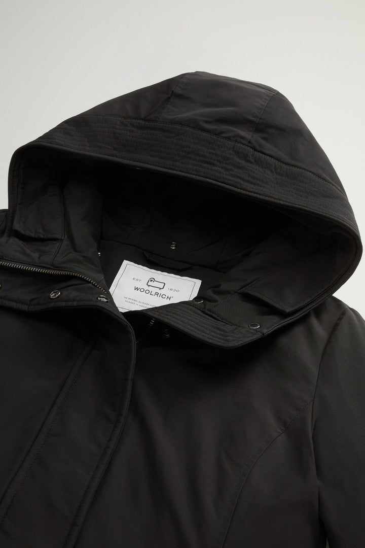 Boulder Parka in Ramar Cloth with Hood and Detachable Faux Fur Trim (Black) - Detail View 6