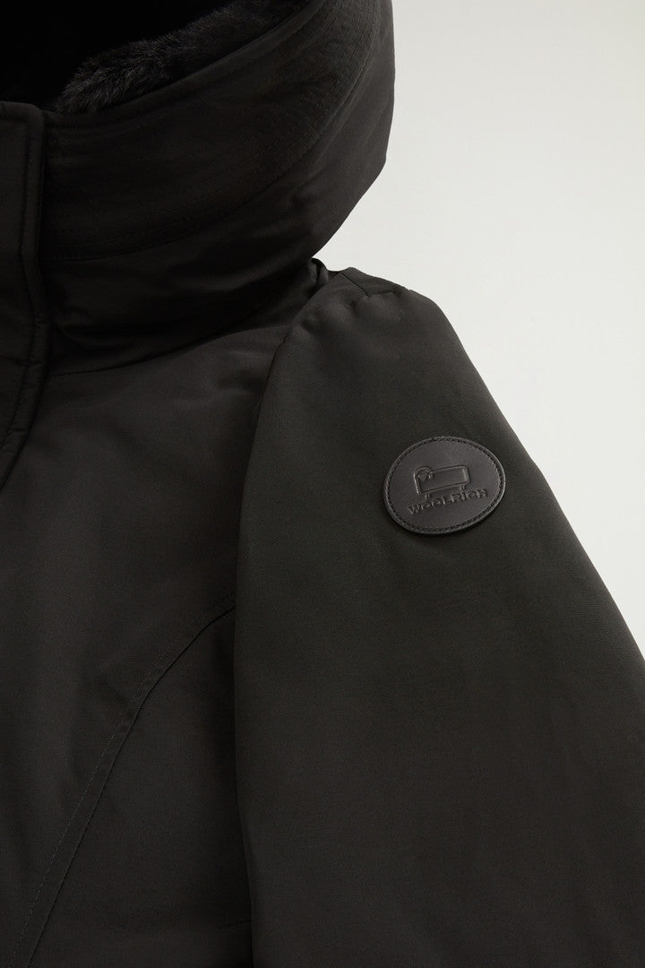 Boulder Parka in Ramar Cloth with Hood and Detachable Faux Fur Trim (Black) - Detail View 7