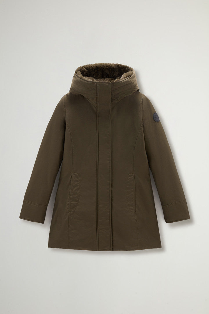 Boulder Parka in Ramar Cloth with Hood and Detachable Faux Fur Trim (Black) - Detail View 11