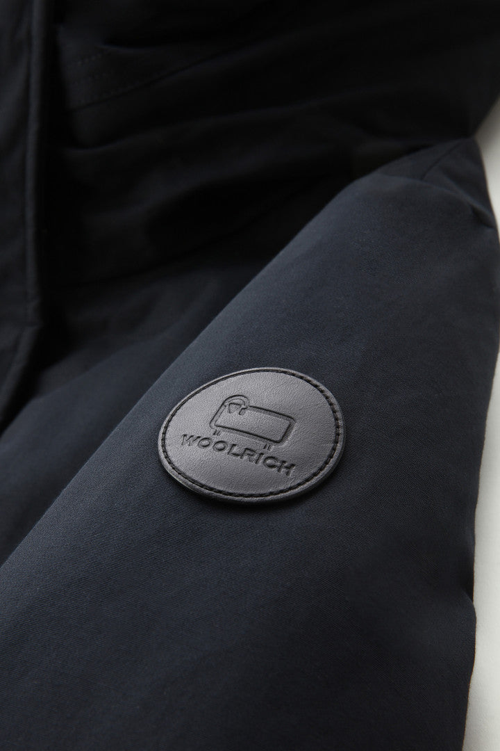 Boulder Parka in Ramar Cloth with Hood and Detachable Faux Fur Trim (Dark Navy) - Detail View 7