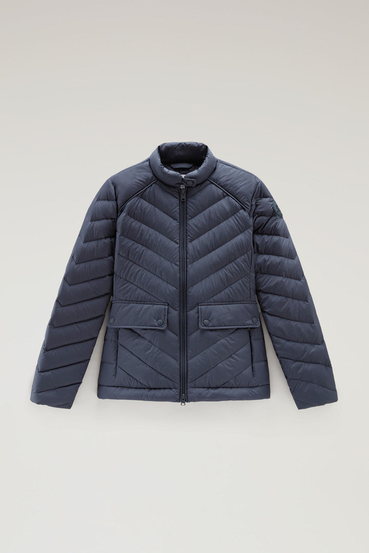 Short Padded Jacket with Chevron Quilting (Harbor Green) - Detail View 13