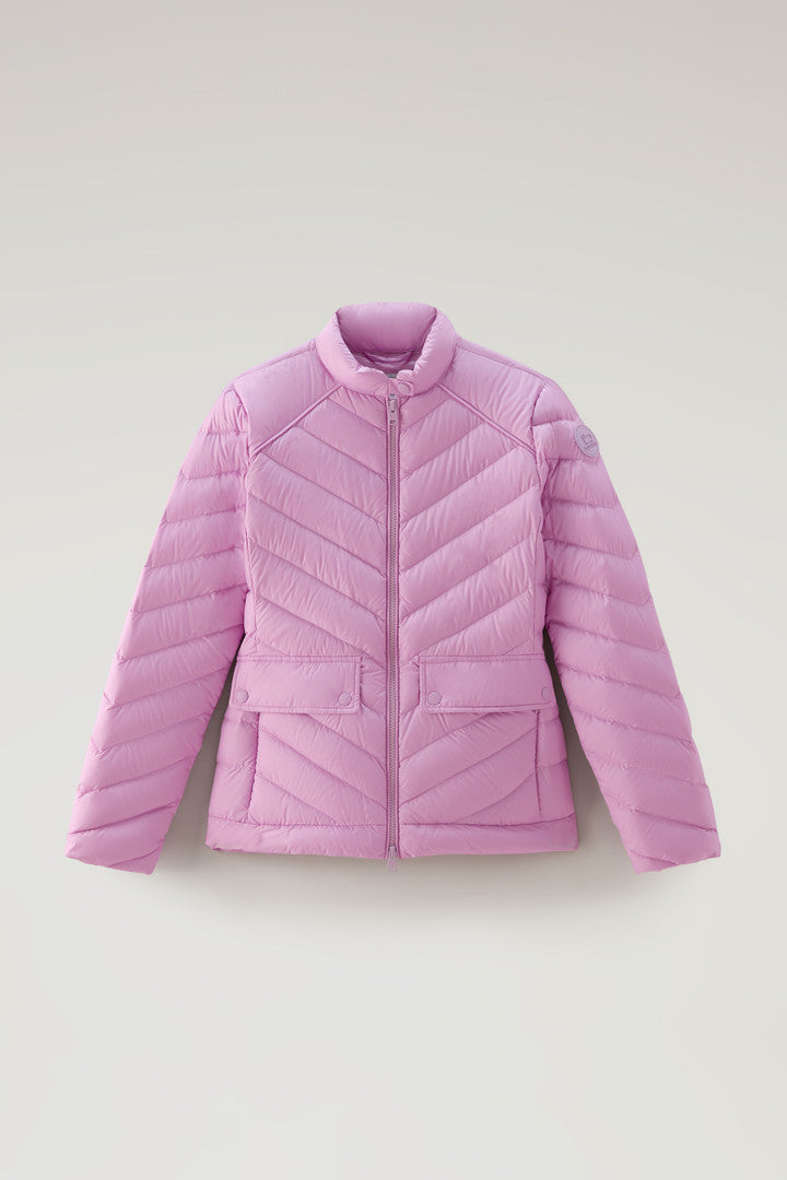 Short Padded Jacket with Chevron Quilting (Harbor Green) - Detail View 10
