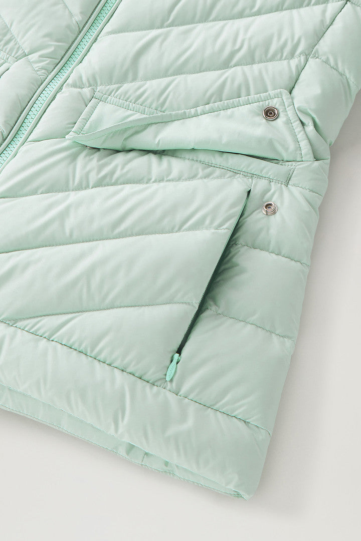 Short Padded Jacket with Chevron Quilting (Black) - Detail View 5