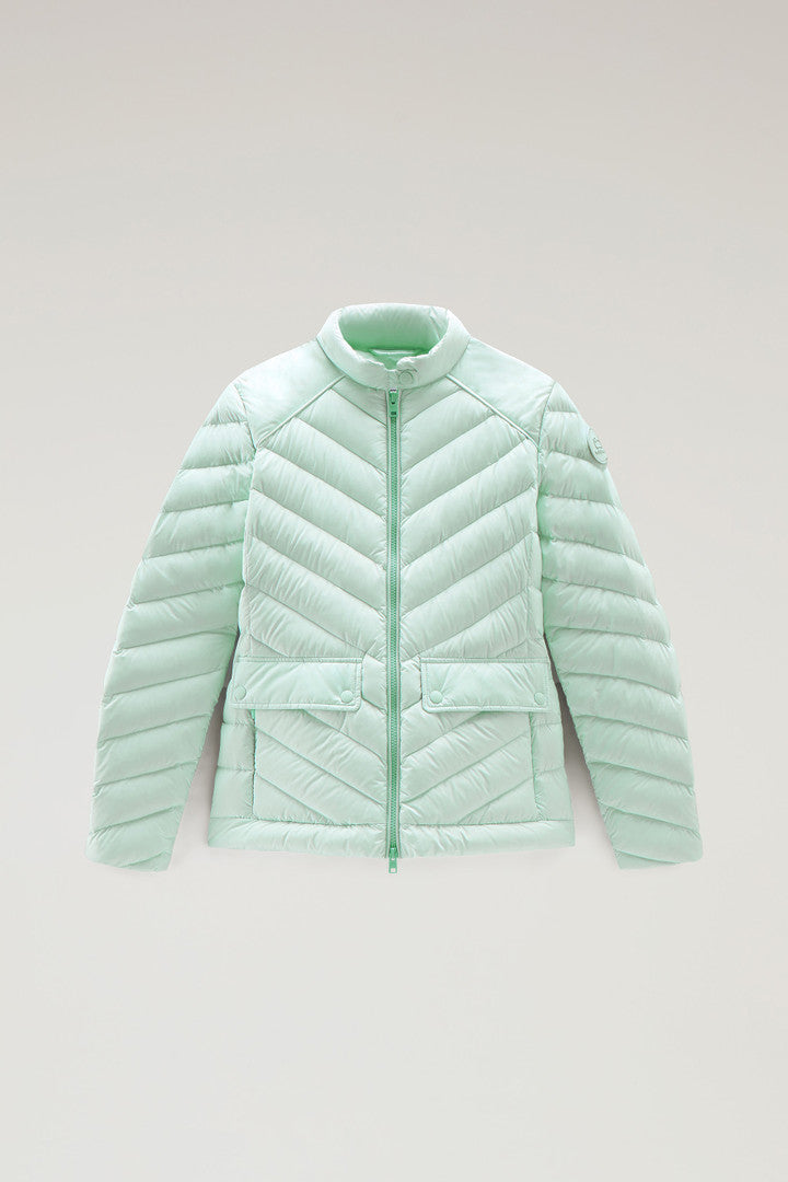 Short Padded Jacket with Chevron Quilting (Black) - Detail View 1
