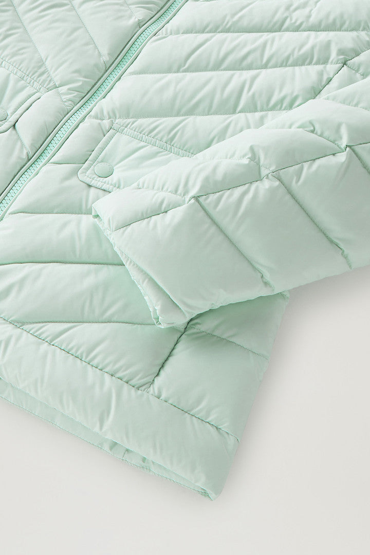 Short Padded Jacket with Chevron Quilting (Harbor Green) - Detail View 3