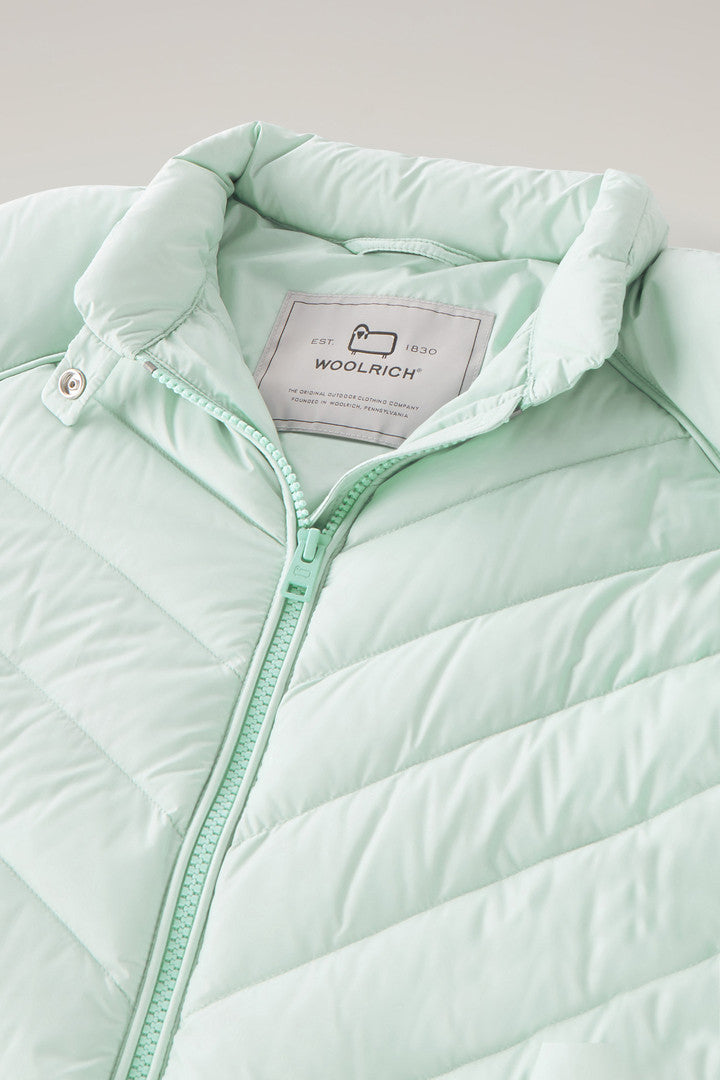 Short Padded Jacket with Chevron Quilting (Black) - Detail View 2