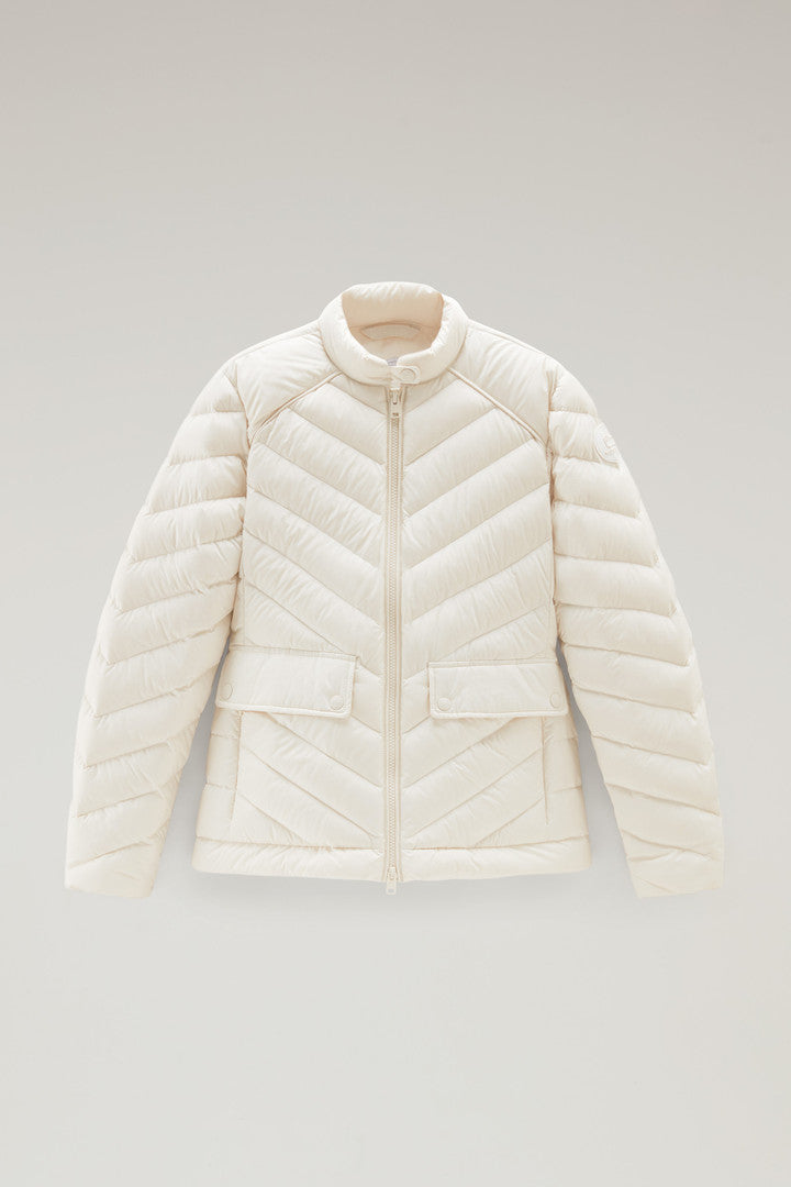 Short Padded Jacket with Chevron Quilting (Black) - Detail View 8